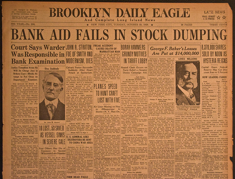 stock market tracking 1929 crash caused great depression