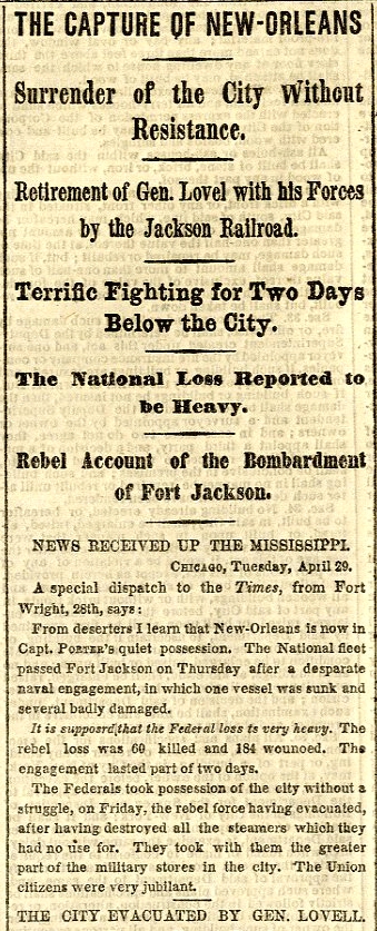 Clipping from a Civil War era newspaper